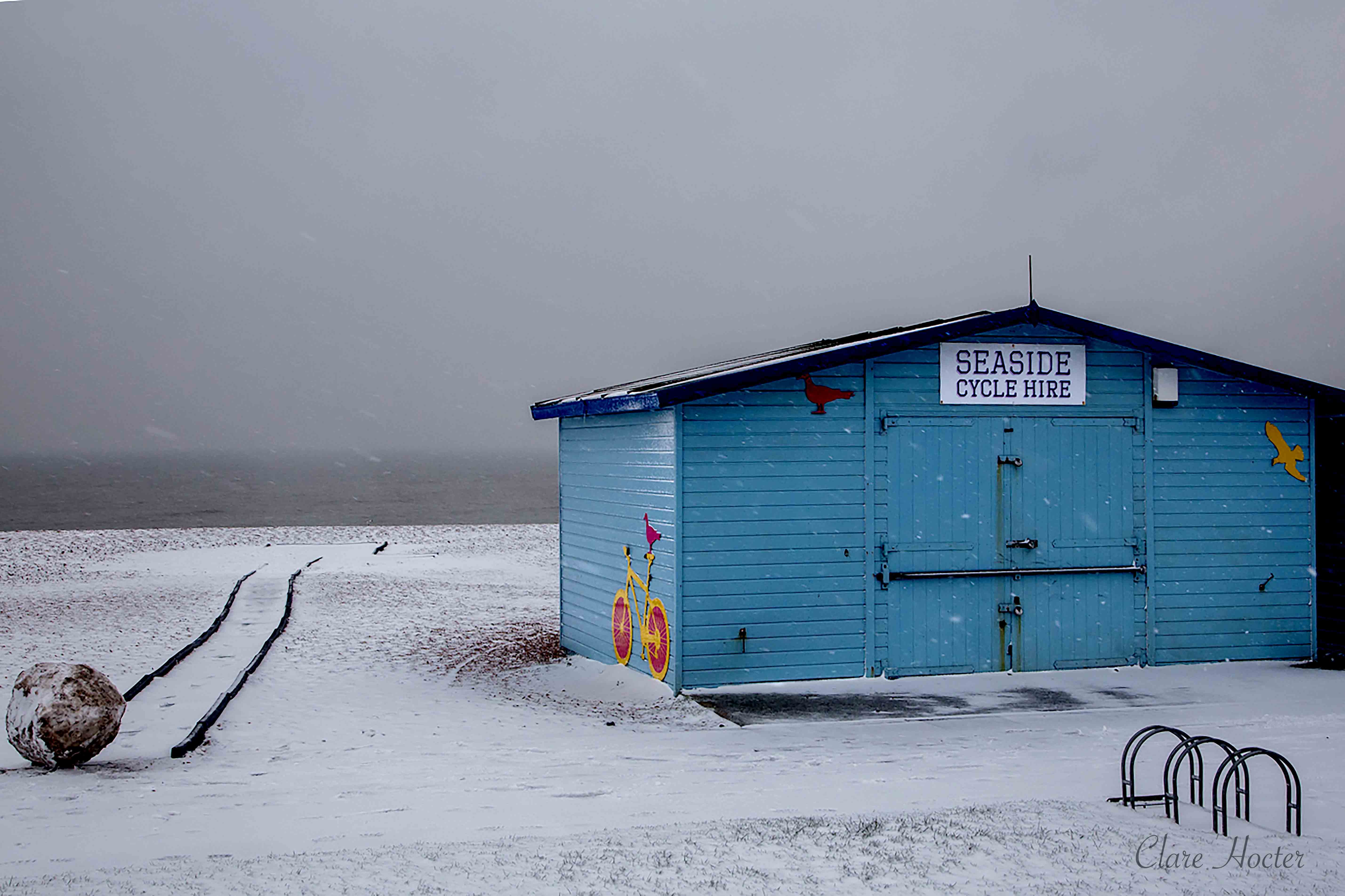 seaside cycle hire hastings, hastings photography, clare hocter photography, st leonards photographer, hastings snow